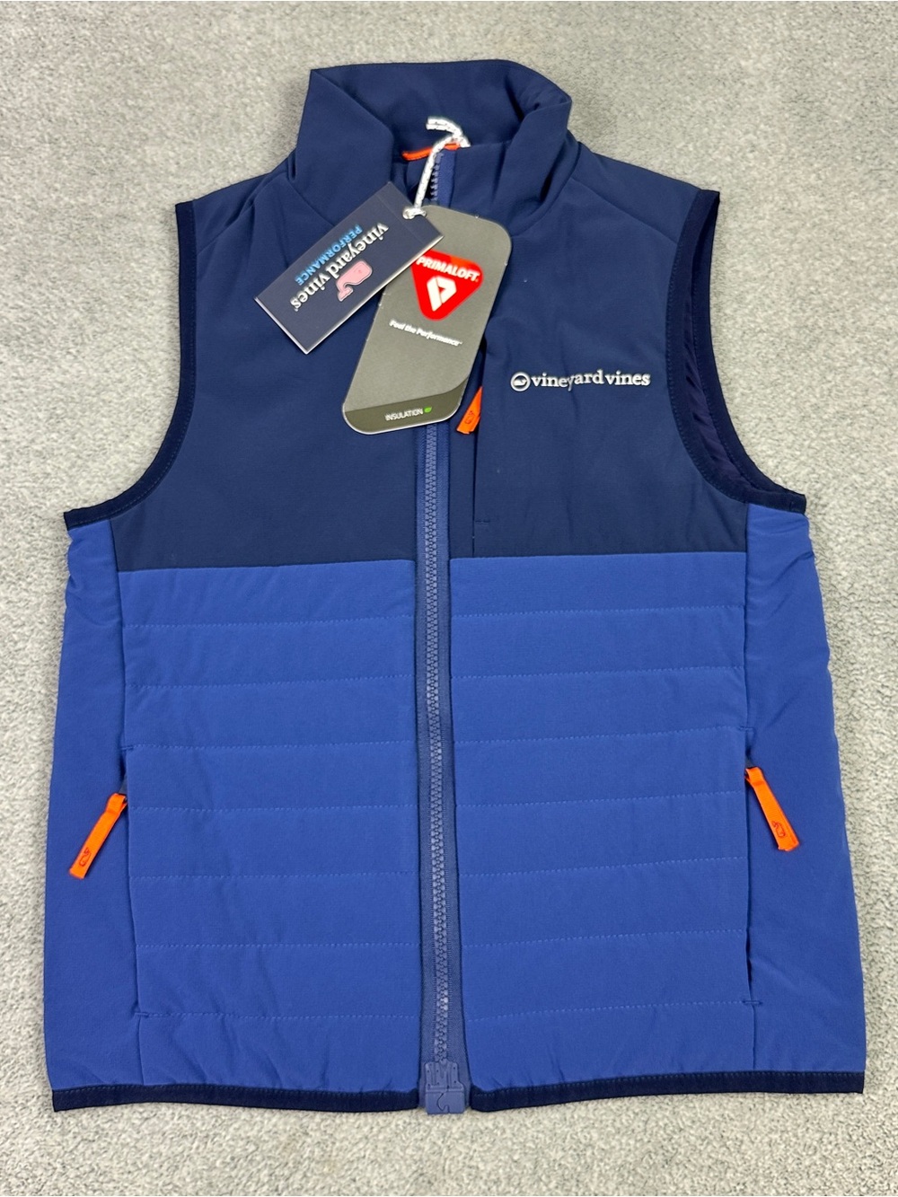 Vineyard Vines Marine Air Vest Boys Small Blue Stretch Quilted Zip Up New $80